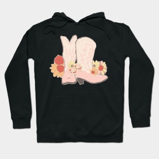 Pink and Cream Boots and Flowers Hoodie